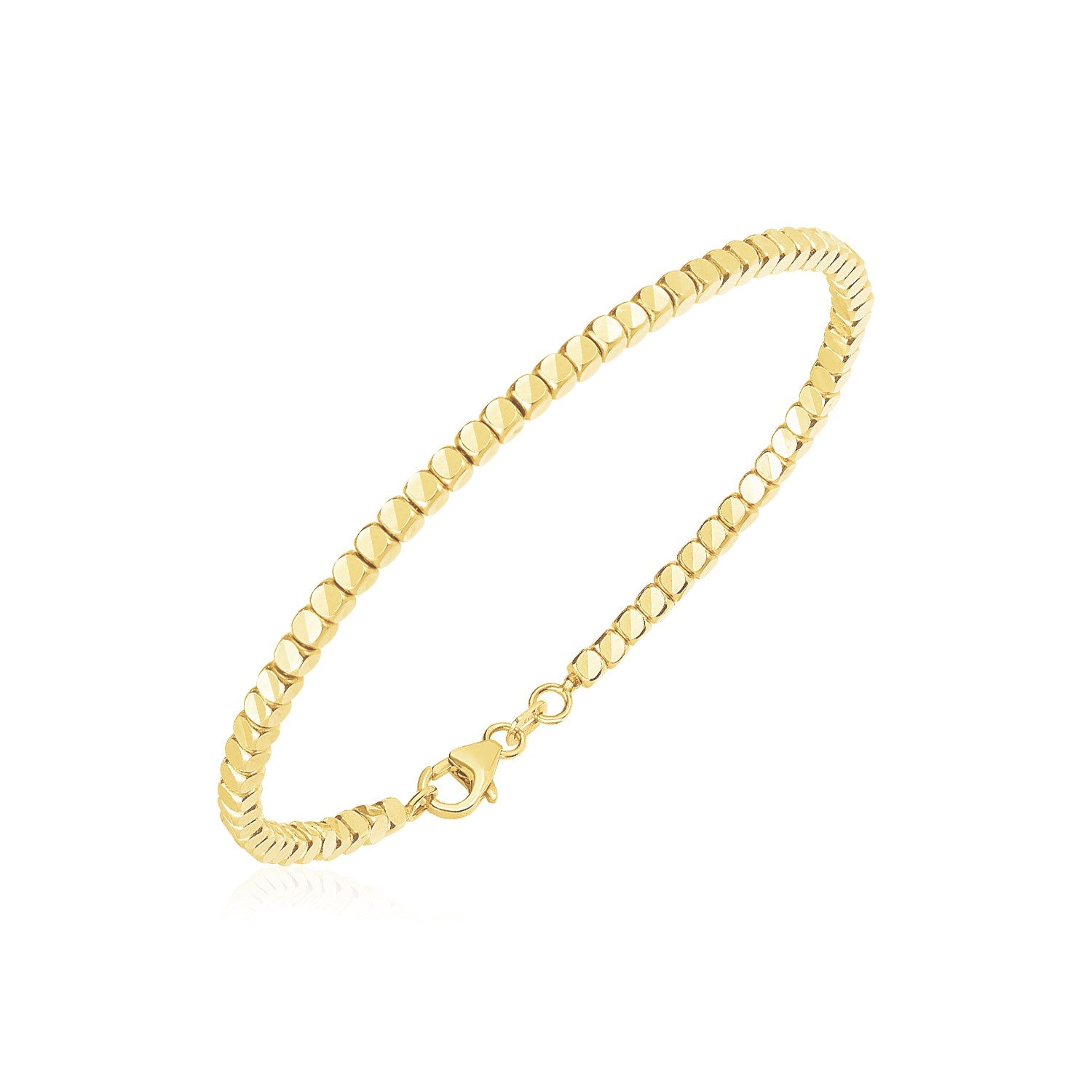 14k Yellow Gold High Polish Bead Cuff Bangle (2.40 mm) in a sleek high-contrast midnight luxury editorial style